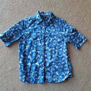 Jones New York Signature short sleeve bottom down women's shirt size M